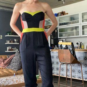 Milly Silk Neon Bustier Jumpsuit